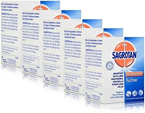 5x Sagrotan Desinfektion Tücher, 15 Tücher