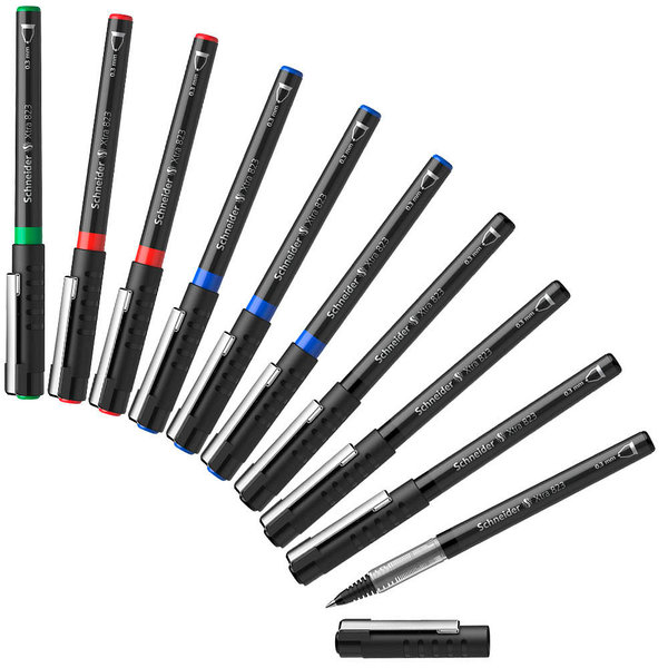 10 Schneider XTRA 823 Tintenroller schwarz 0,3 mm, Schreibfarbe: farbsortiert